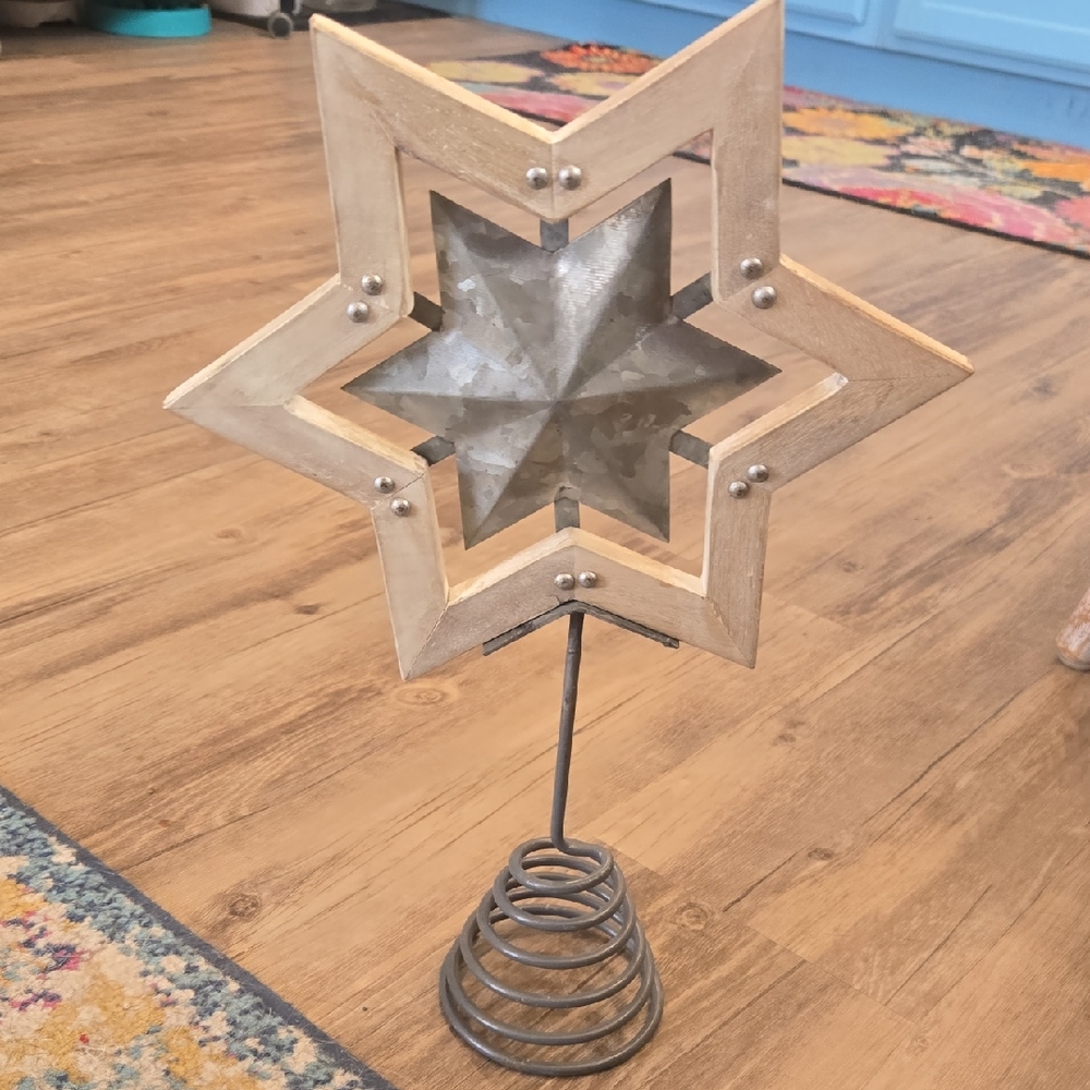 Star Wood and Metal Tree Topper Decor